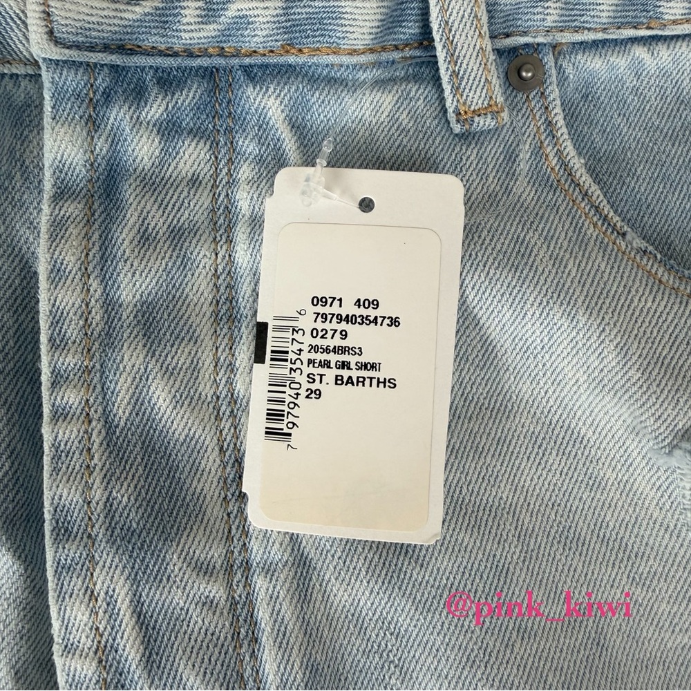 🆑 Blue Revival Pearl Girl High Rise Exposed Pocket Denim Shorts - Picture 9 of 14